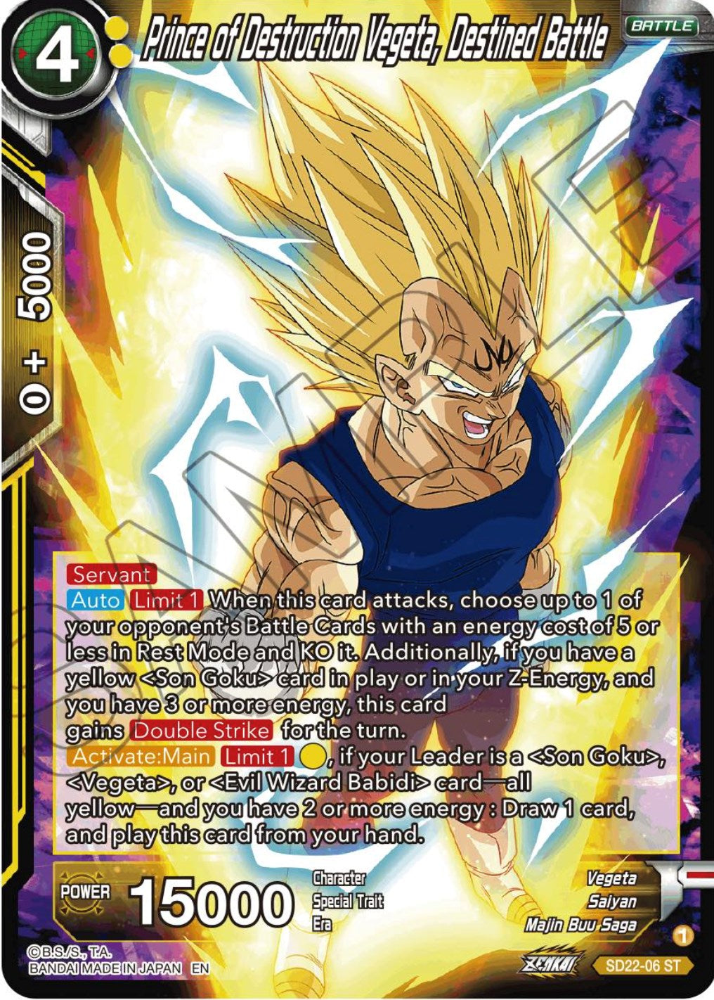 Prince of Destruction Vegeta, Destined Battle (Starter Deck Exclusive) (SD22-06) [Power Absorbed] | Cracking-Singles
