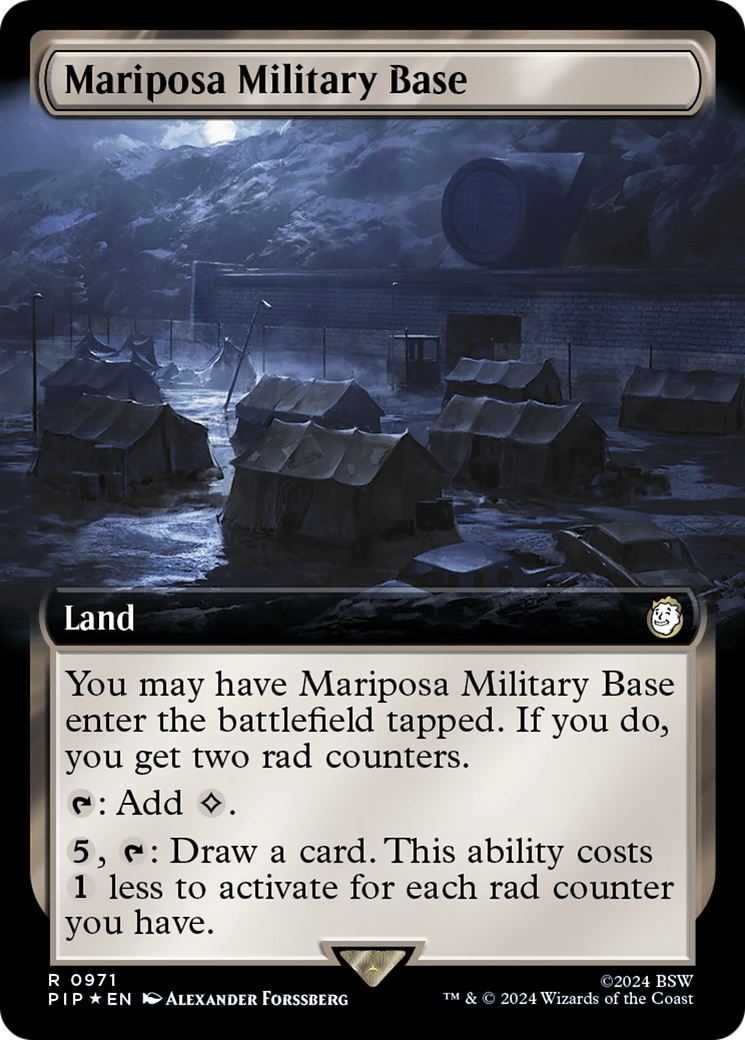 Mariposa Military Base (Extended Art) (Surge Foil) [Fallout] | Cracking-Singles
