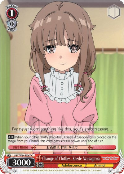 Change of Clothes, Kaede Azusagawa (SBY/W64-E067 C) [Rascal Does Not Dream of Bunny Girl Senpai] | Cracking-Singles