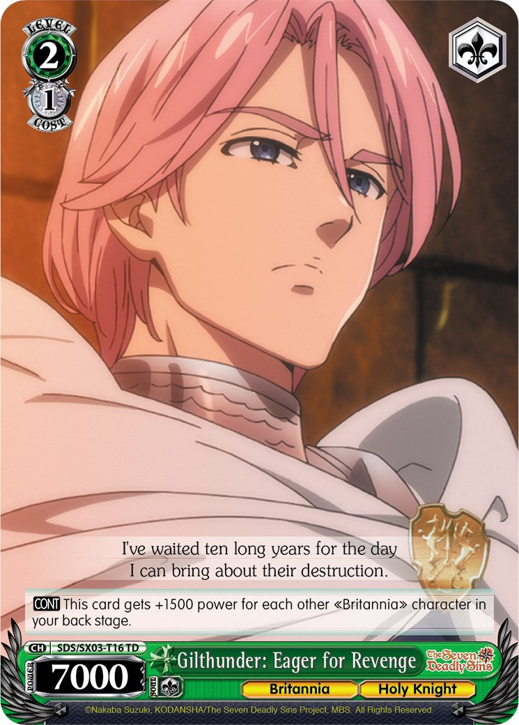 Gilthunder: Eager for Revenge (SDS/SX03-T16 TD) [The Seven Deadly Sins] | Cracking-Singles