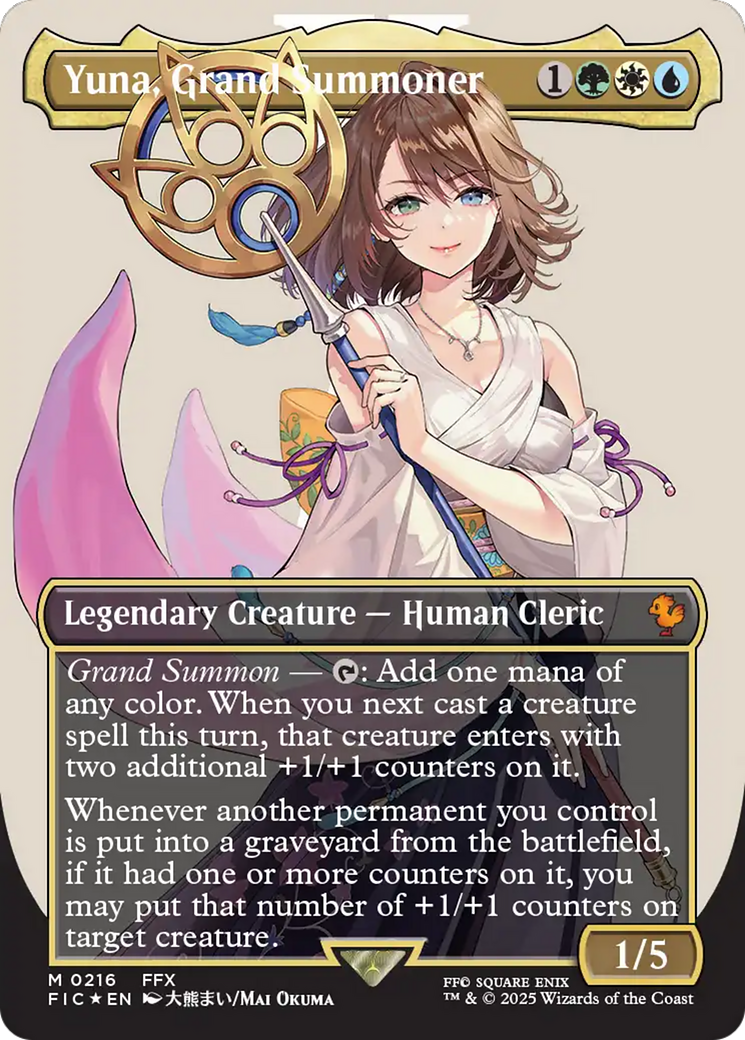 Yuna, Grand Summoner (Borderless) (Surge Foil) [FINAL FANTASY Commander] | Cracking-Singles