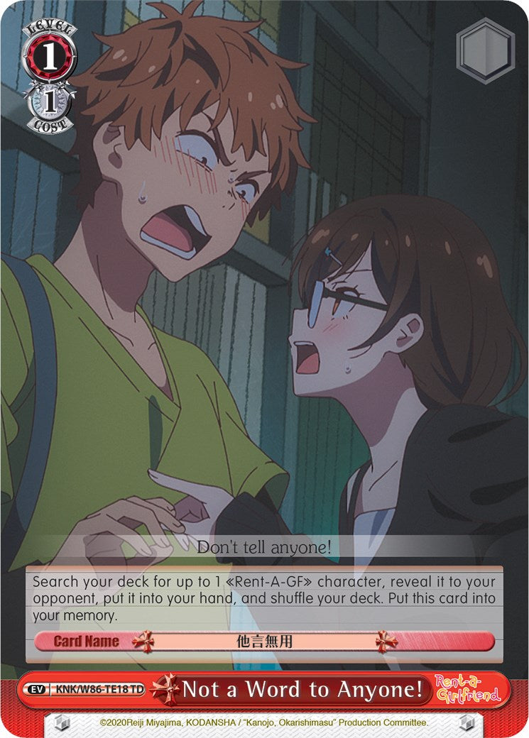 Not a Word to Anyone! (KNK/W86-TE18 TD) [Rent-A-Girlfriend] | Cracking-Singles