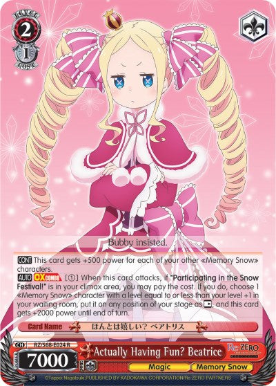 Actually Having Fun? Beatrice (RZ/S68-E024 R) [Re:ZERO Memory Snow] | Cracking-Singles