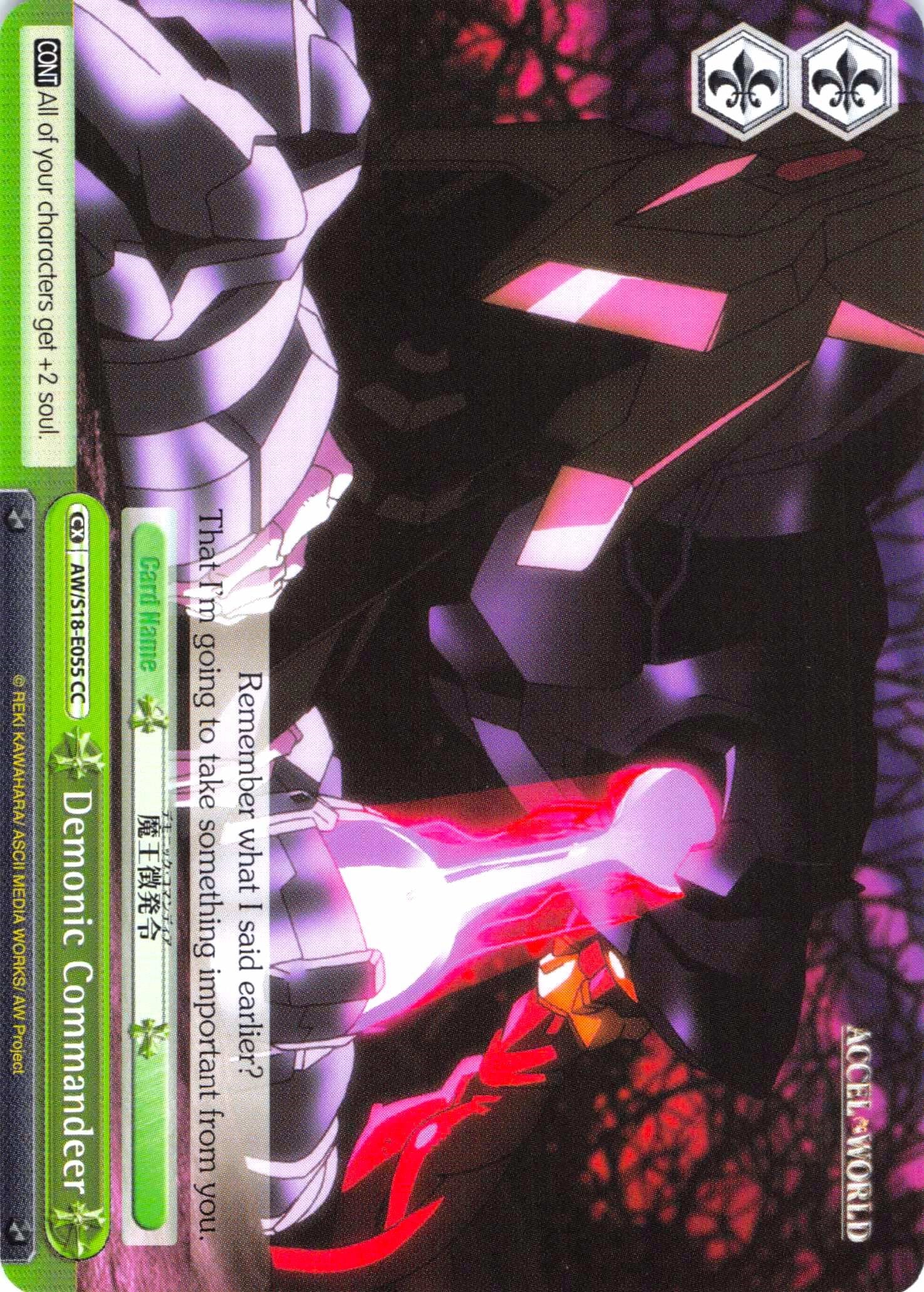 Demonic Commandeer (AW/S18-E055 CC) [Accel World] | Cracking-Singles