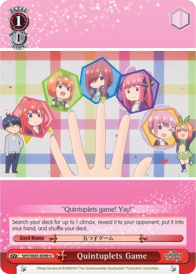 Quintuplets Game (5HY/W83-E099 U) [The Quintessential Quintuplets] | Cracking-Singles