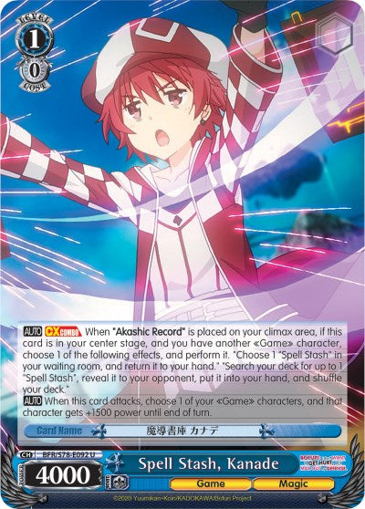 Spell Stash, Kanade (BFR/S78-E092 U) [BOFURI: I Don't Want to Get Hurt, so I'll Max Out My Defense] | Cracking-Singles