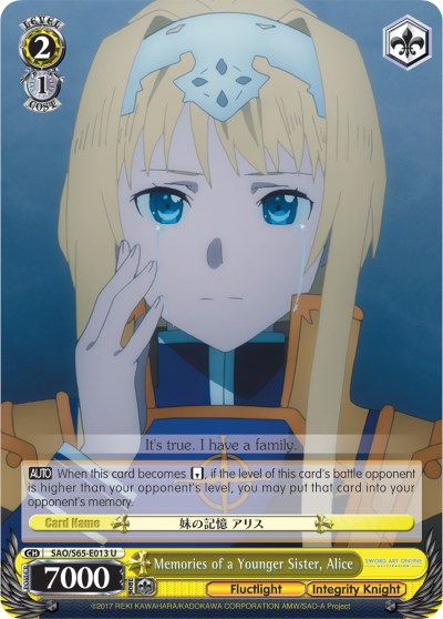 Memories of a Younger Sister, Alice (SAO/S65-E013 U) [Sword Art Online -Alicization-] | Cracking-Singles