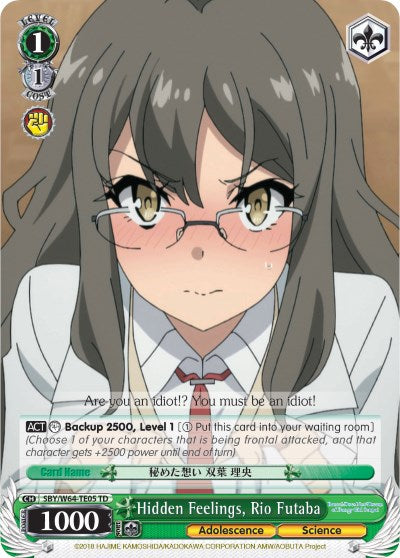 Hidden Feelings, Rio Futaba (SBY/W64-TE05 TD) [Rascal Does Not Dream of Bunny Girl Senpai] | Cracking-Singles