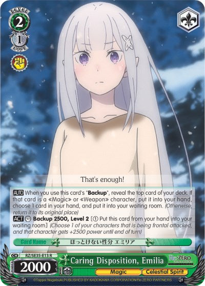Caring Disposition, Emilia (RZ/SE35-E13 R) (Parallel Foil) [Re:ZERO: The Frozen Bond] | Cracking-Singles
