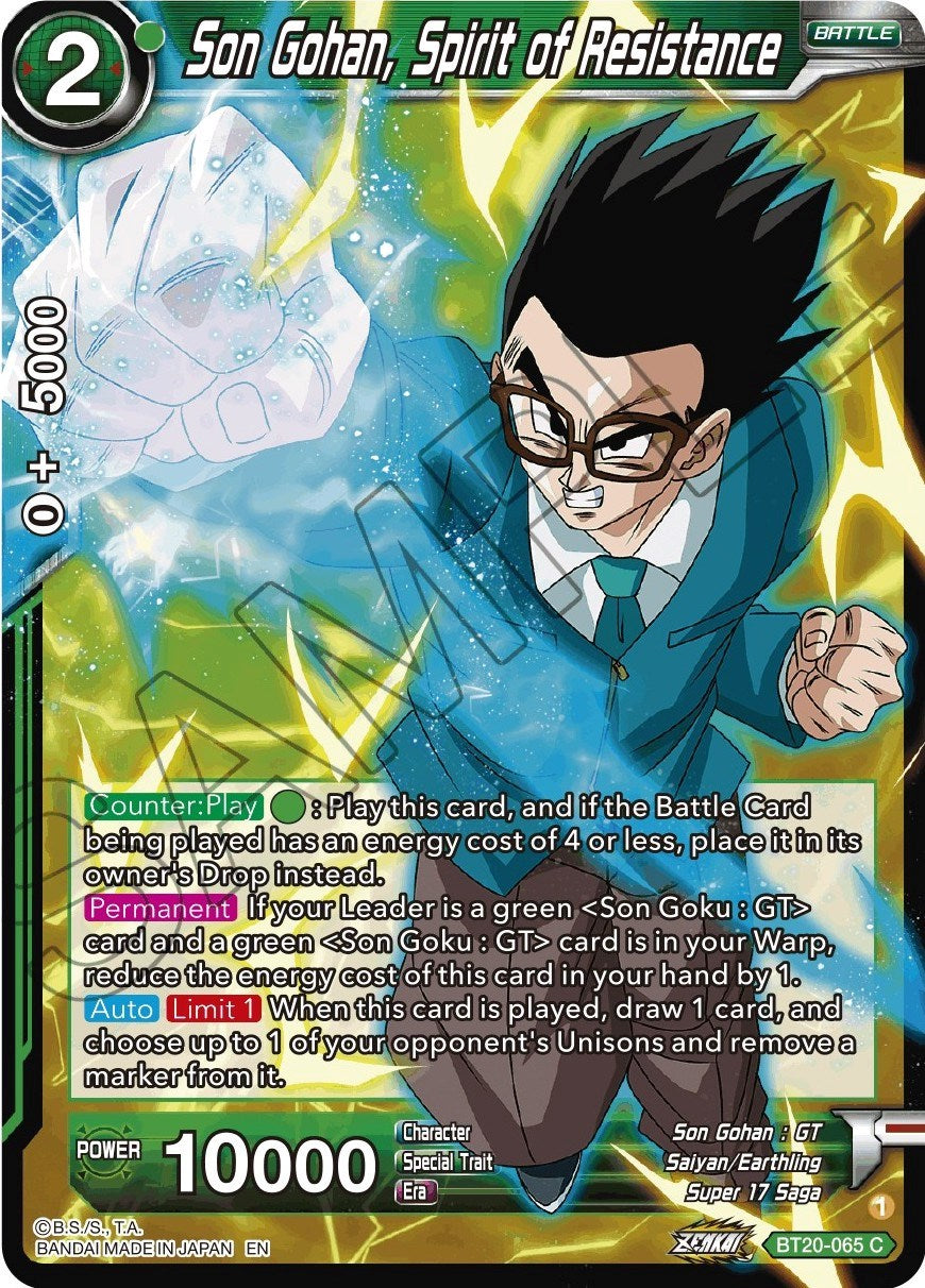 Son Gohan, Spirit of Resistance (BT20-065) [Power Absorbed] | Cracking-Singles