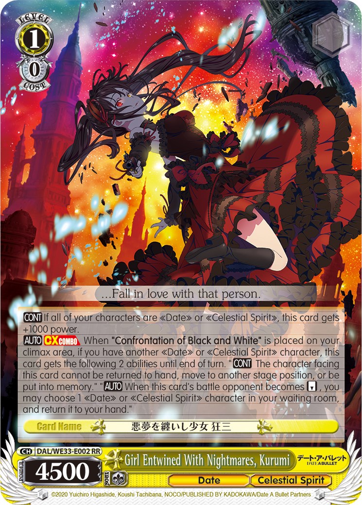 Girl Entwined With Nightmares, Kurumi (DAL/WE33-E002 RR) (Parallel Foil) [Date A Bullet] | Cracking-Singles