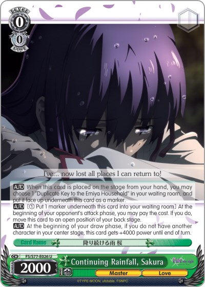 Continuing Rainfall, Sakura (FS/S77-E026 U) [Fate/Stay Night [Heaven's Feel] Vol.2] | Cracking-Singles