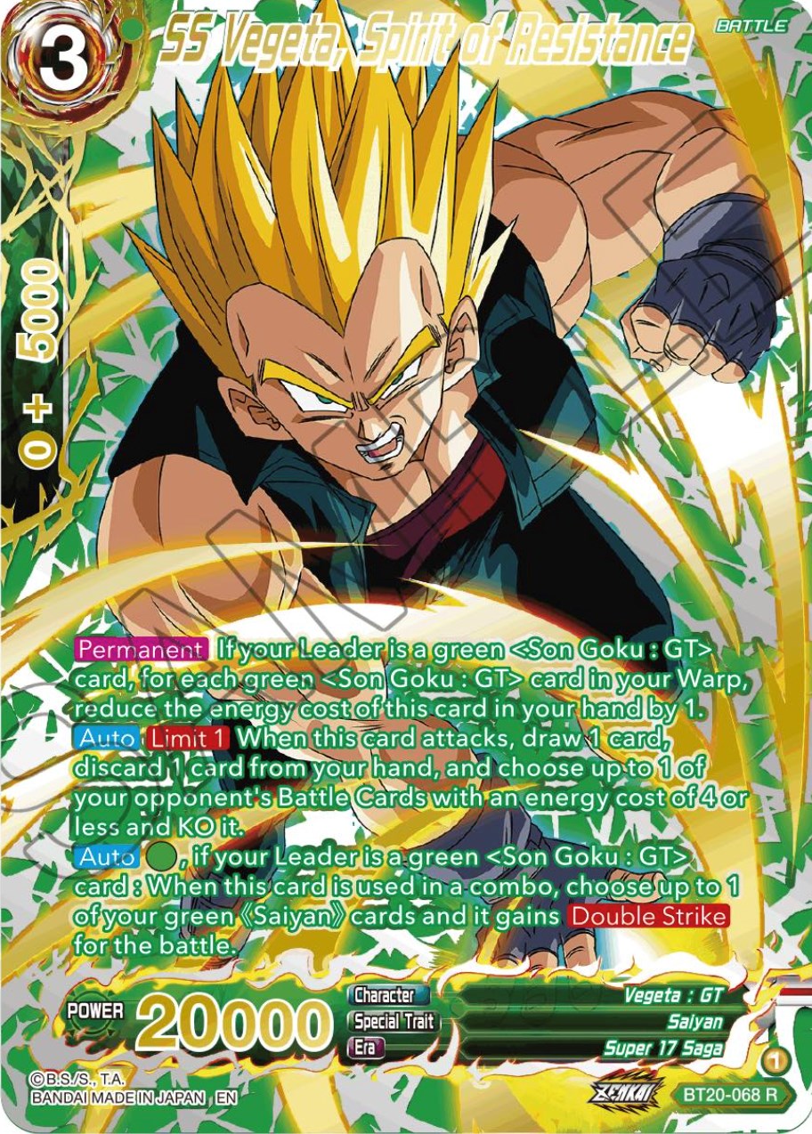 SS Vegeta, Spirit of Resistance (Gold-Stamped) (BT20-068) [Power Absorbed] | Cracking-Singles