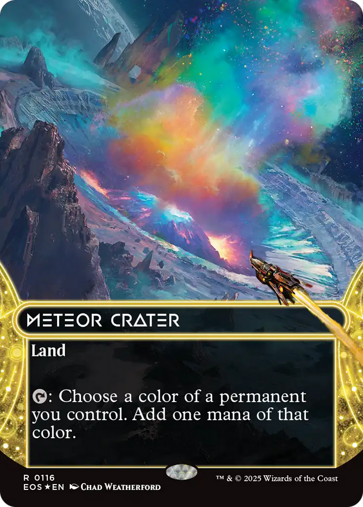 Meteor Crater (0116) (Borderless) (Galaxy Foil) [Edge of Eternities: Stellar Sights] | Cracking-Singles