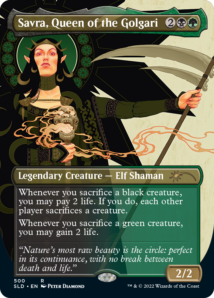 Savra, Queen of the Golgari (Borderless) [Secret Lair Drop Series] | Cracking-Singles