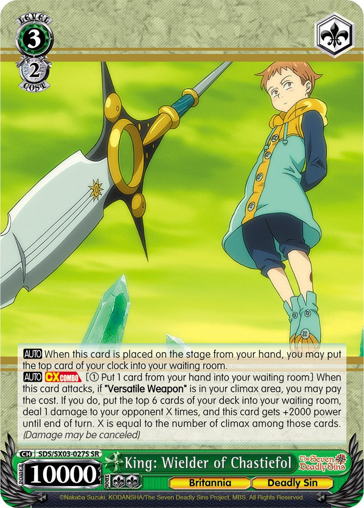 King: Wielder of Chastiefol (SDS/SX03-027S SR) [The Seven Deadly Sins] | Cracking-Singles