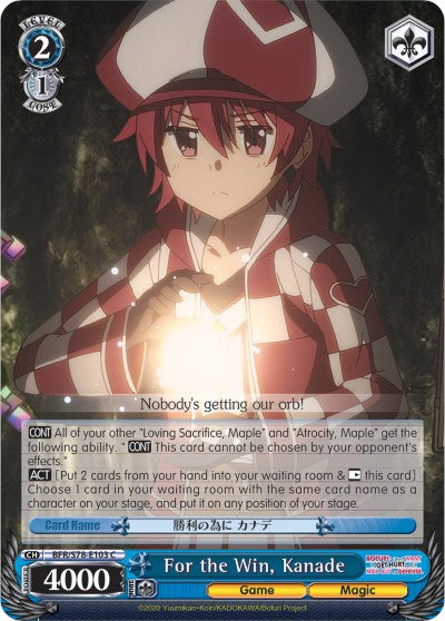 For the Win, Kanade (BFR/S78-E103 C) [BOFURI: I Don't Want to Get Hurt, so I'll Max Out My Defense] | Cracking-Singles