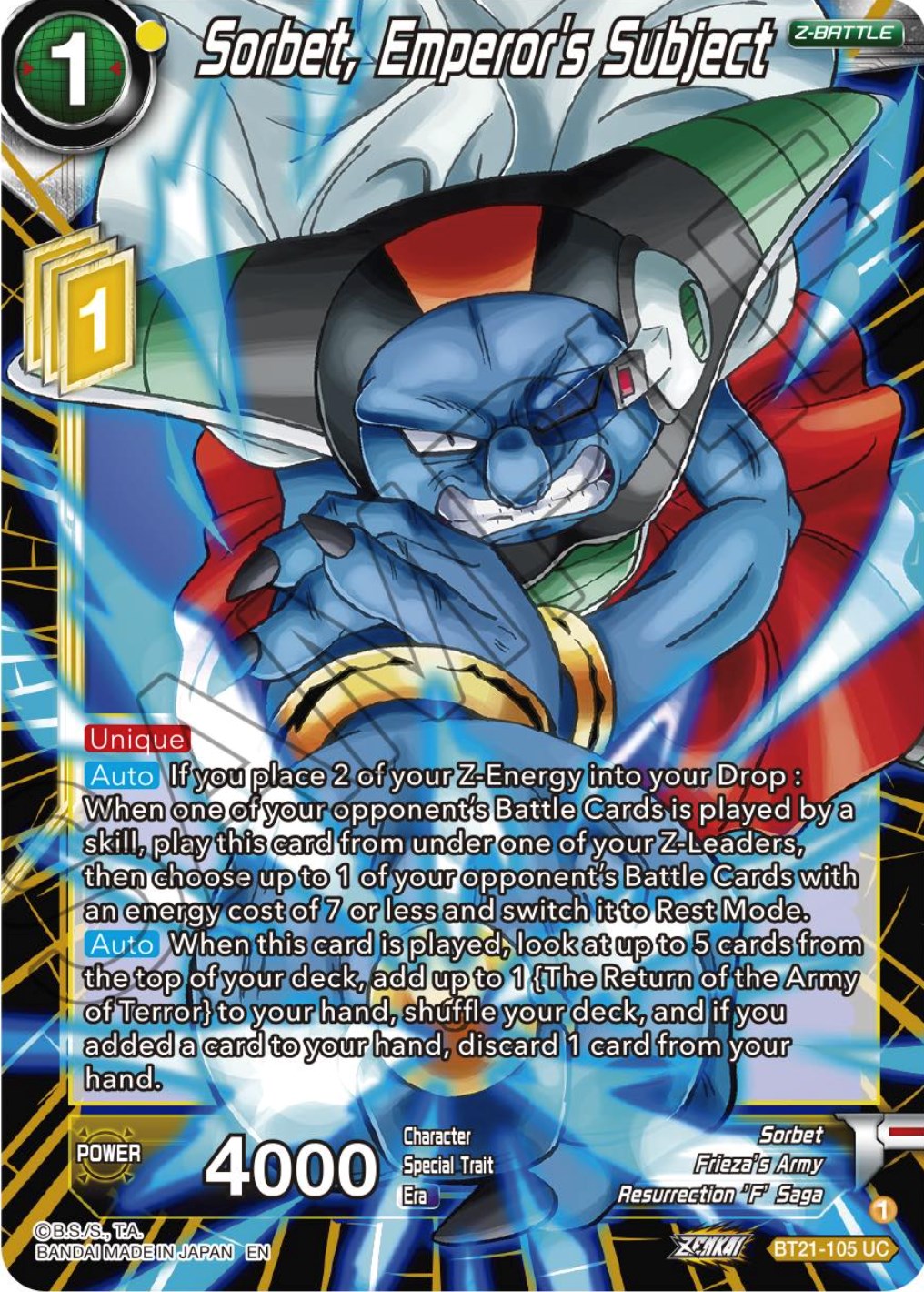 Sorbet, Emperor's Subject (BT21-105) [Wild Resurgence] | Cracking-Singles