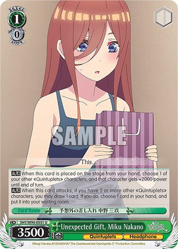 Unexpected Gift, Miku Nakano (5HY/W90-E031 U) [The Quintessential Quintuplets 2] | Cracking-Singles