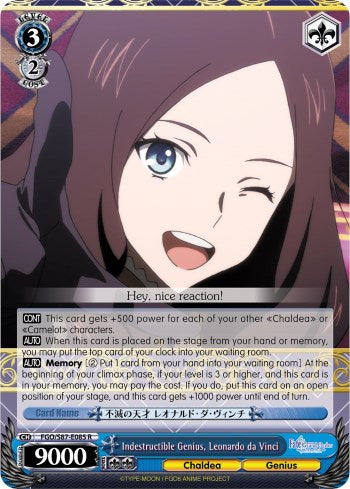 Indestructible Genius, Leonardo da Vinci (FGO/S87-E085 R) [Fate/Grand Order THE MOVIE Divine Realm of the Round Table: Camelot] | Cracking-Singles