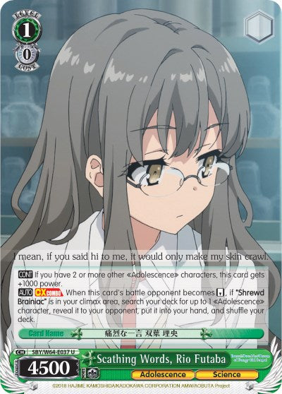 Scathing Words, Rio Futaba (SBY/W64-E037 U) [Rascal Does Not Dream of Bunny Girl Senpai] | Cracking-Singles