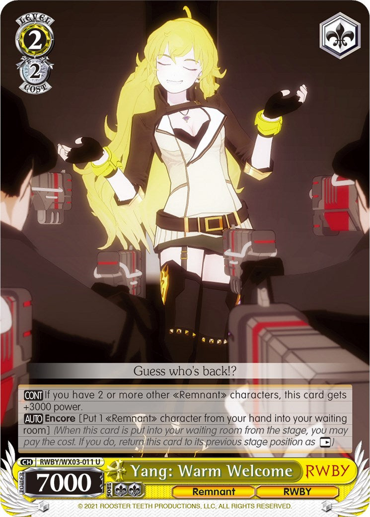 Yang: Warm Welcome (RWBY/WX03-011 U) [RWBY] | Cracking-Singles