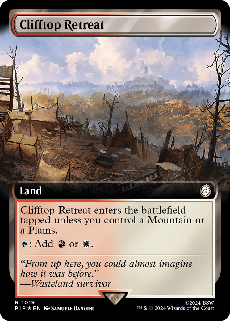 Clifftop Retreat (Extended Art) (Surge Foil) [Fallout] | Cracking-Singles