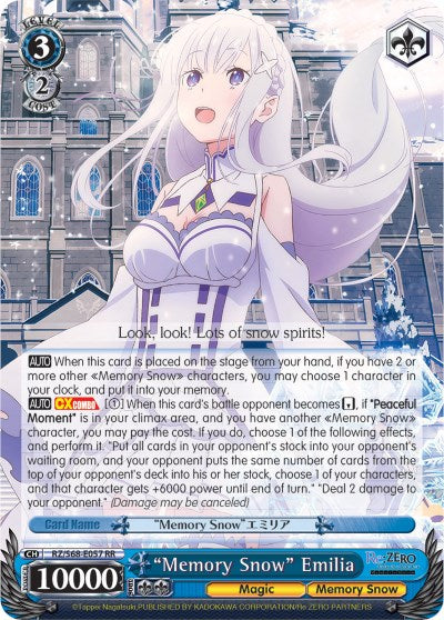 "Memory Snow" Emilia (RZ/S68-E057 RR) [Re:ZERO Memory Snow] | Cracking-Singles