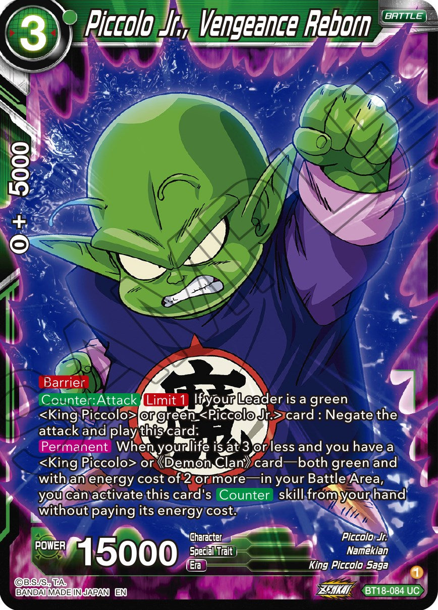 Piccolo Jr., Vengeance Reborn (BT18-084) [Dawn of the Z-Legends] | Cracking-Singles