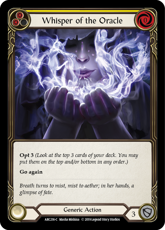 Whisper of the Oracle (Yellow) [ARC216-C] (Arcane Rising)  1st Edition Rainbow Foil | Cracking-Singles