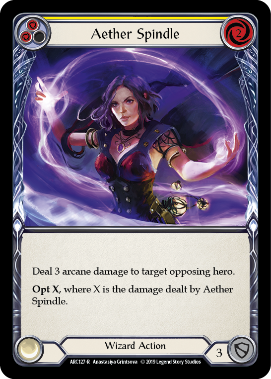 Aether Spindle (Yellow) [ARC127-R] (Arcane Rising)  1st Edition Rainbow Foil | Cracking-Singles