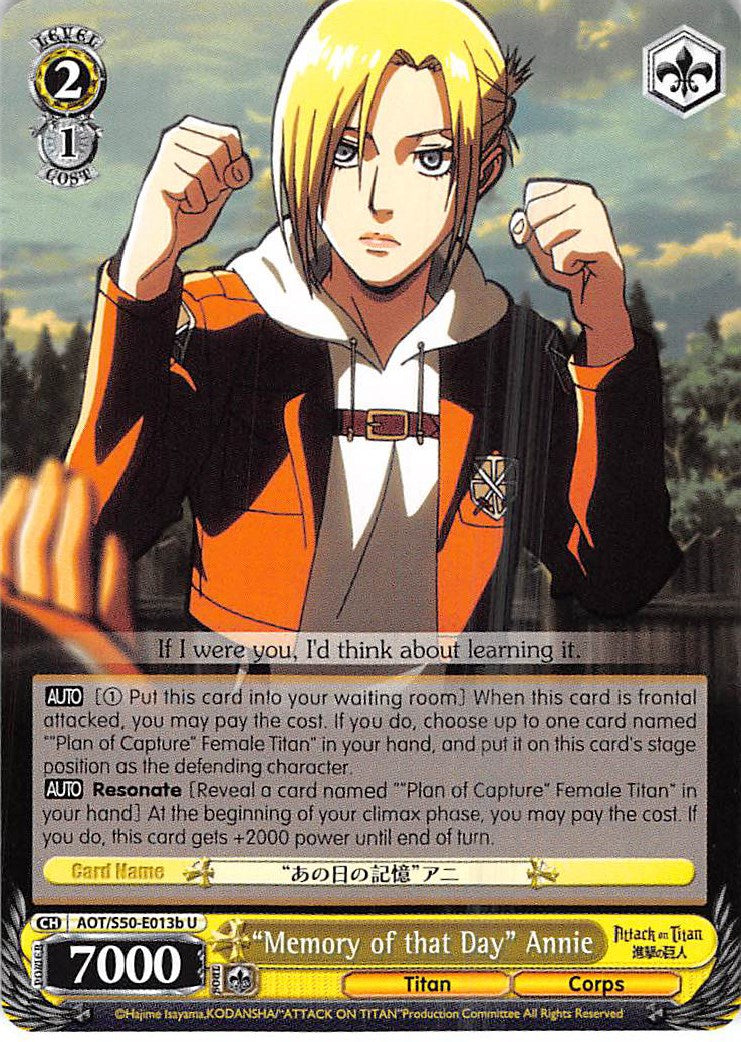 "Memory of that Day" Annie (AOT/S50-E013b U) [Attack on Titan Vol. 2] | Cracking-Singles