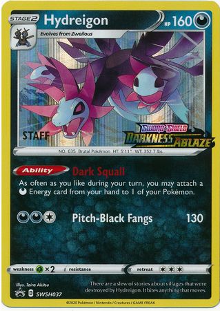 Hydreigon (SWSH037) (Staff Prerelease Promo) [Sword & Shield: Black Star Promos] | Cracking-Singles
