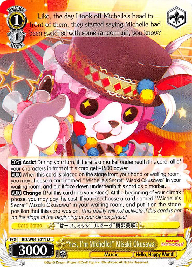 "Yes, I'm Michelle!" Misaki Okusawa (BD/W54-E011 U) [BanG Dream! Girls Band Party!] | Cracking-Singles