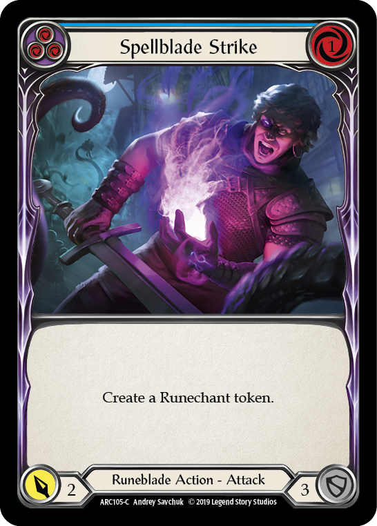 Spellblade Strike (Blue) [ARC105-C] (Arcane Rising)  1st Edition Rainbow Foil | Cracking-Singles