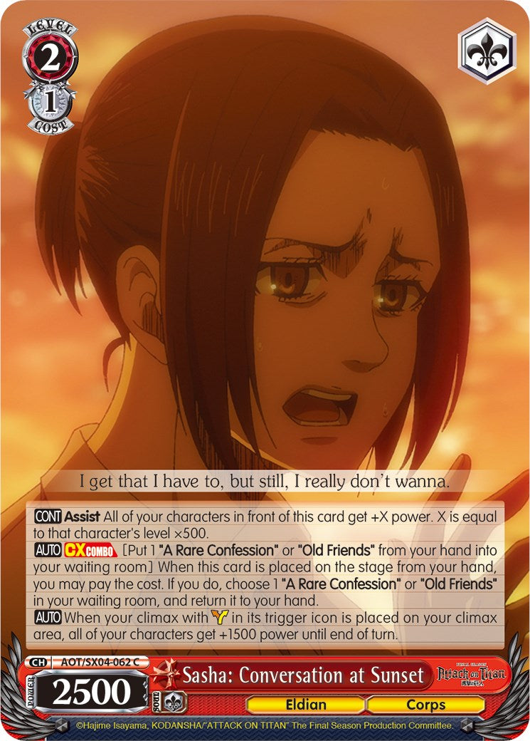 Sasha: Conversation at Sunset [Attack On Titan: Final Season] | Cracking-Singles