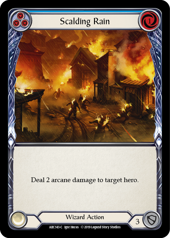 Scalding Rain (Blue) [ARC143-C] (Arcane Rising)  1st Edition Rainbow Foil | Cracking-Singles