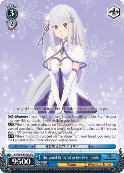 The World Reflected in Her Eyes, Emilia (RZ/S68-E056S SR) [Re:ZERO Memory Snow] | Cracking-Singles