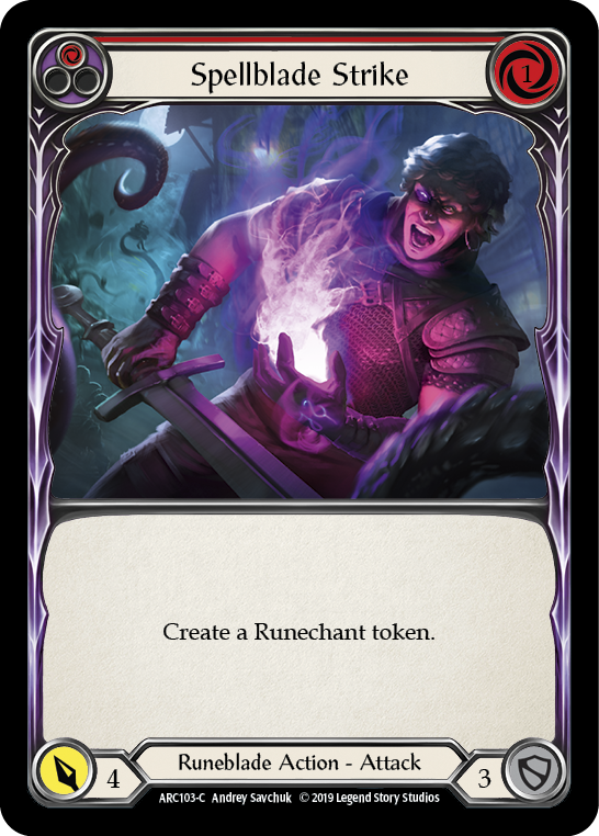 Spellblade Strike (Red) [ARC103-C] (Arcane Rising)  1st Edition Rainbow Foil | Cracking-Singles