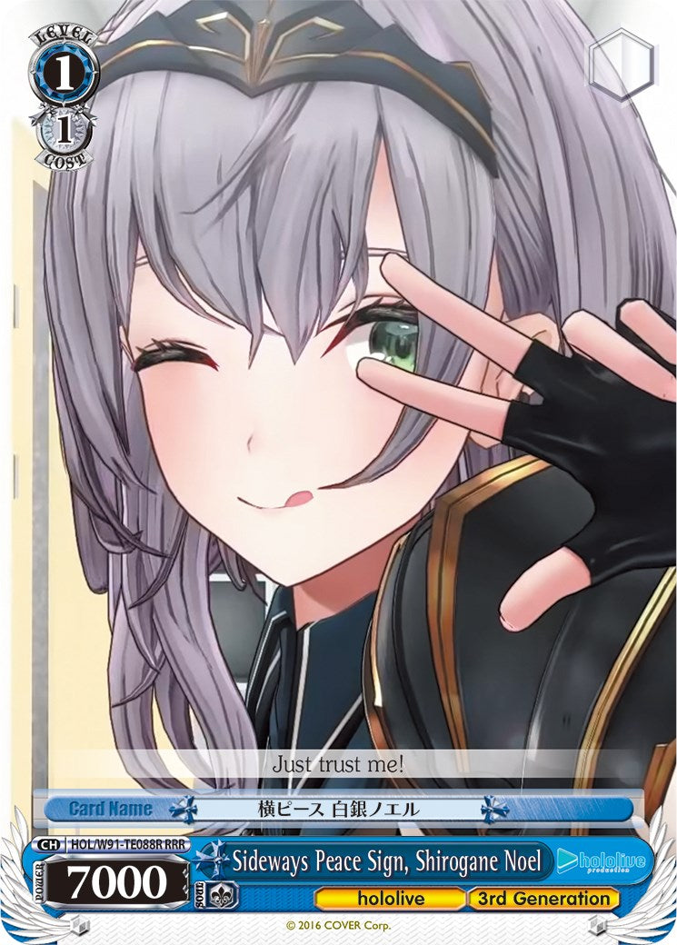 Sideways Peace Sign, Shirogane Noel (HOL/W91-TE088R RRR) [hololive production] | Cracking-Singles