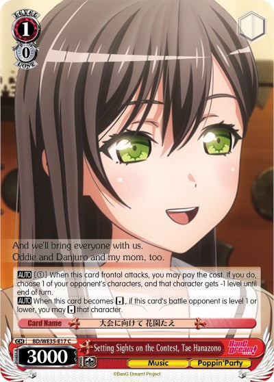 Setting Sights on the Contest, Tae Hanazono (BD/WE35-E17 C) (Parallel Foil) [Poppin'Party x Roselia] | Cracking-Singles