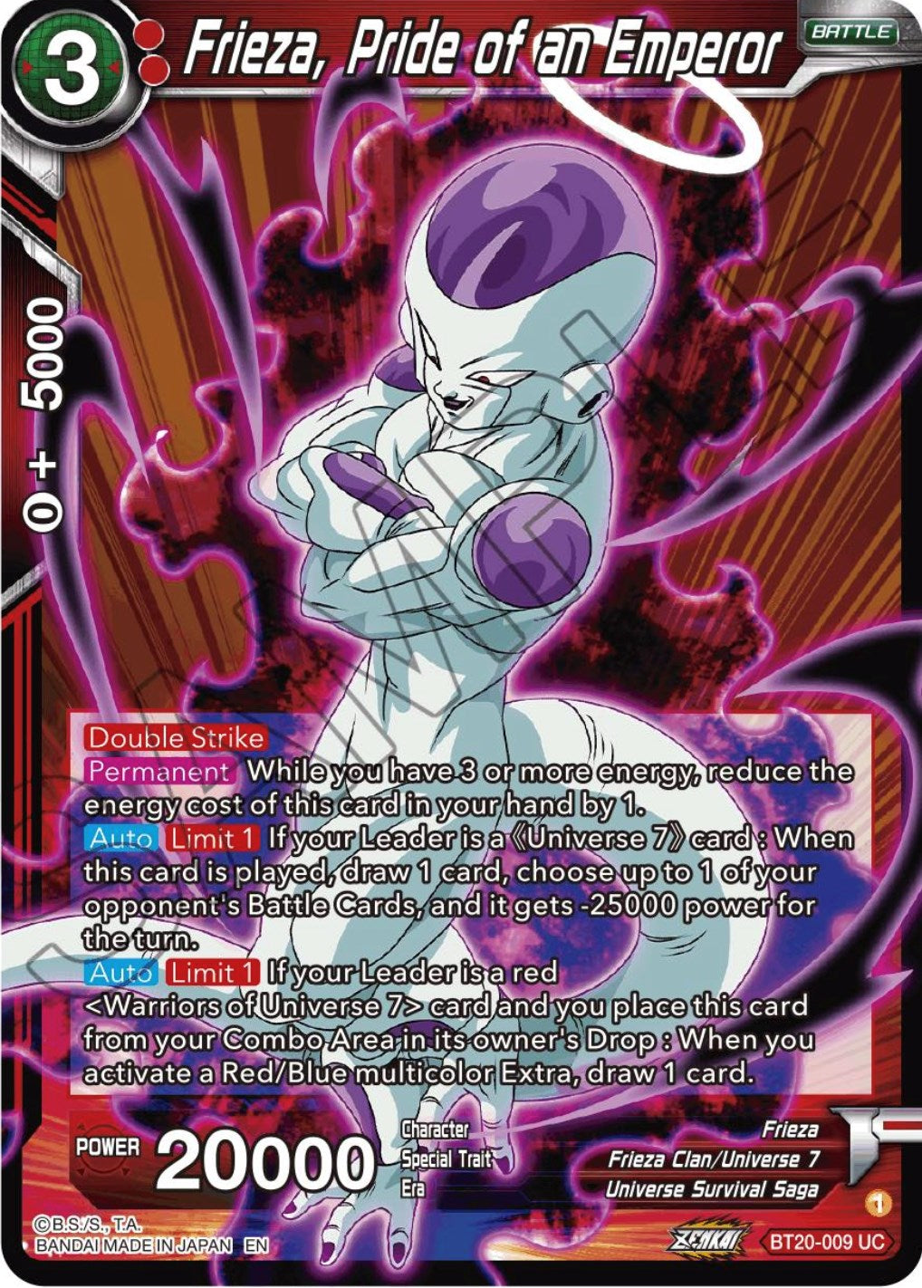 Frieza, Pride of an Emperor (BT20-009) [Power Absorbed] | Cracking-Singles