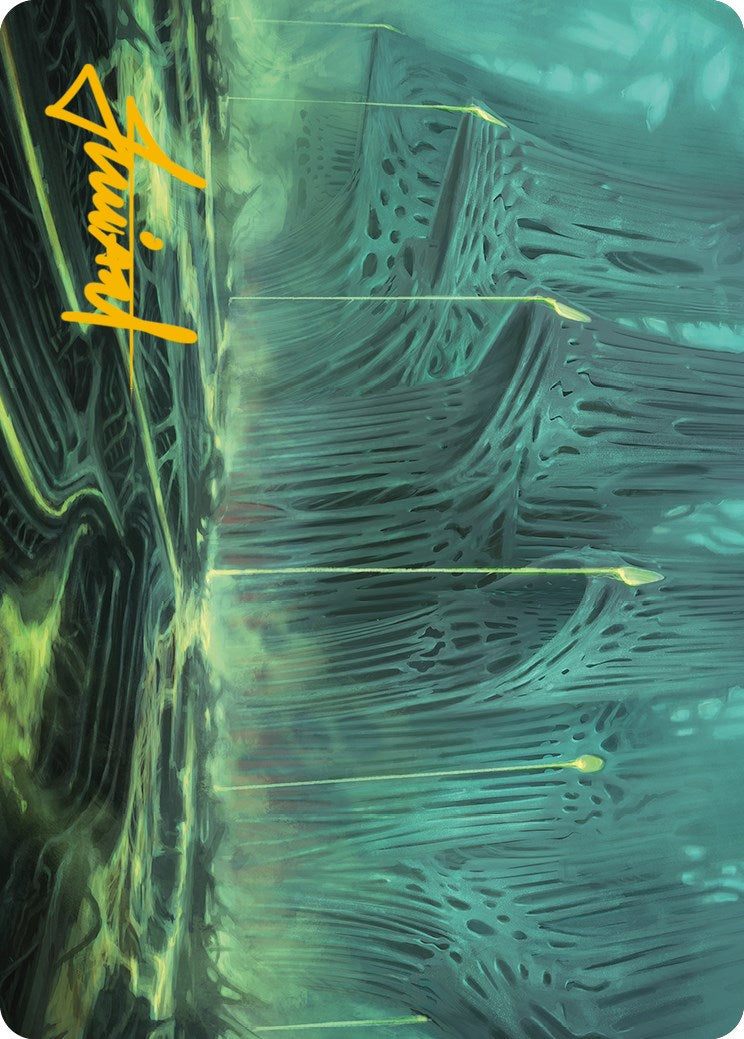 Swamp Art Card (Gold-Stamped Signature) [Phyrexia: All Will Be One Art Series] | Cracking-Singles