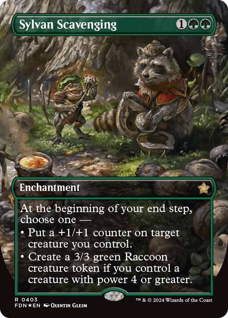 Sylvan Scavenging (Borderless) (Mana Foil) [Foundations] | Cracking-Singles