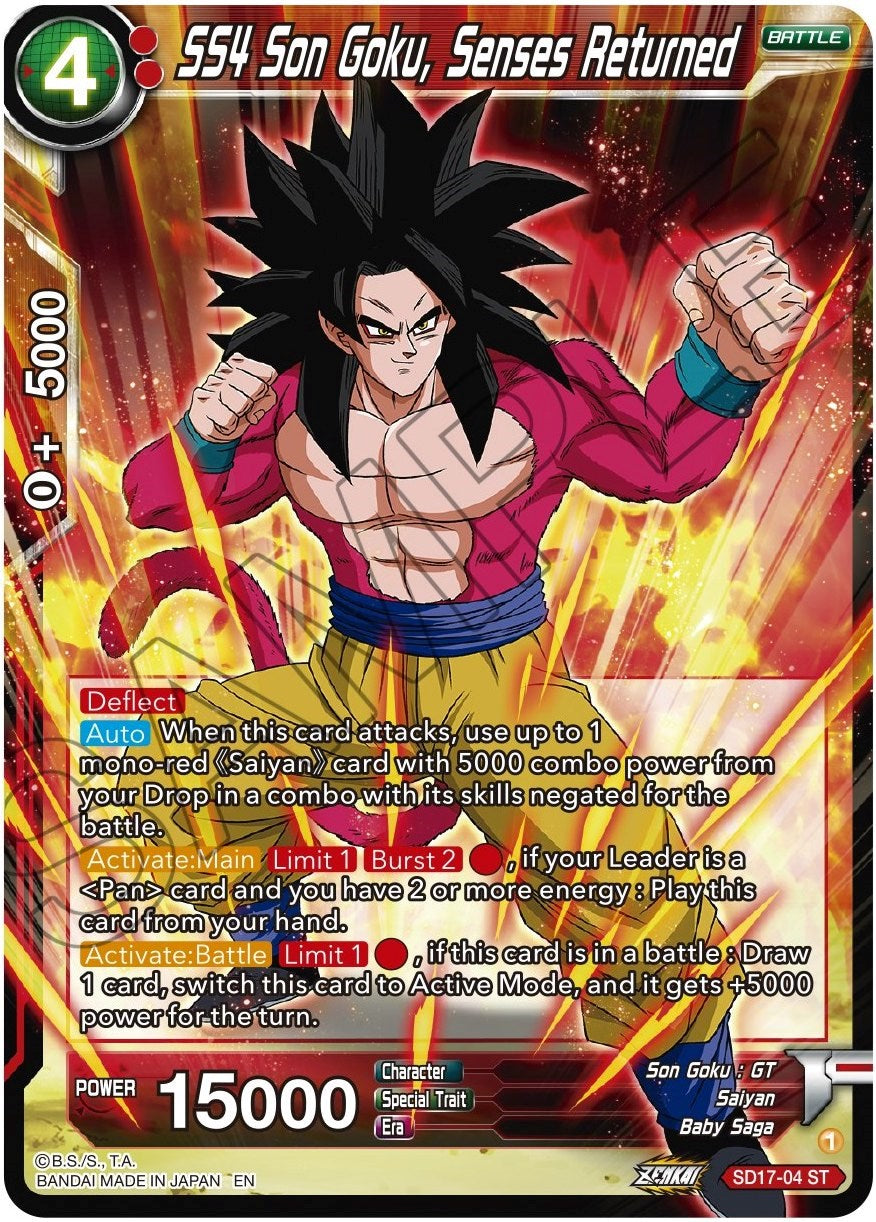 SS4 Son Goku, Senses Returned (SD17-04) [Dawn of the Z-Legends] | Cracking-Singles