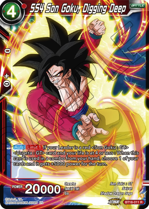 SS4 Son Goku, Digging Deep (BT18-011) [Dawn of the Z-Legends] | Cracking-Singles