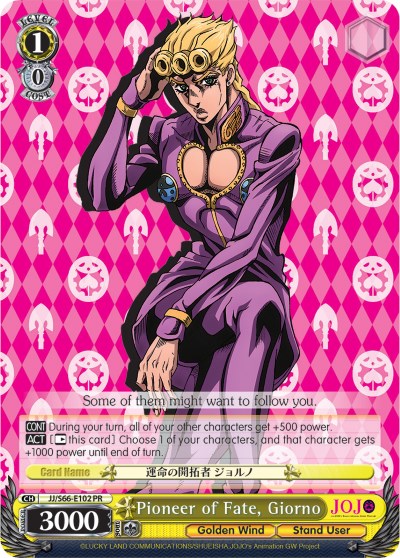 Pioneer of Fate, Giorno (JJ/S66-E102 PR) [JoJo's Bizarre Adventure: Golden Wind] | Cracking-Singles