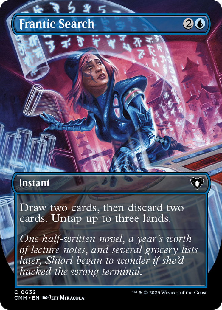 Frantic Search (Borderless Alternate Art) [Commander Masters] | Cracking-Singles