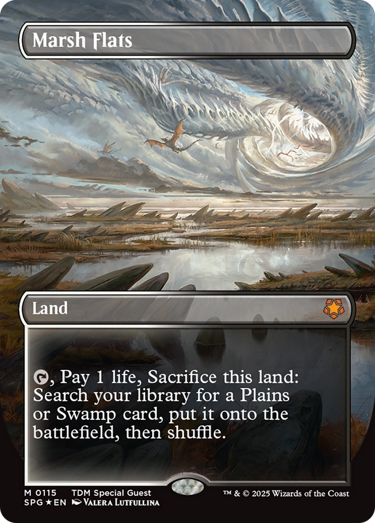 Marsh Flats (Borderless) (Dragonscale Foil) [Tarkir: Dragonstorm Special Guests] | Cracking-Singles