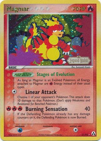 Magmar (21/92) (Stamped) [EX: Legend Maker] | Cracking-Singles